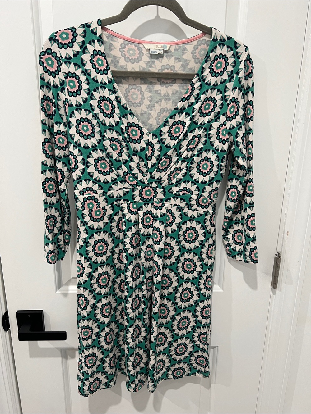 Boden Teal & Pink Floral Long Sleeve Dress Size‎ 8